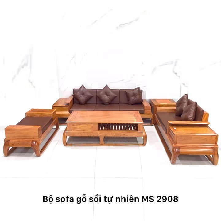 Bộ sofa gỗ sồi nệm da cao cấp Bộ sofa gỗ sồi nệm da cao cấp