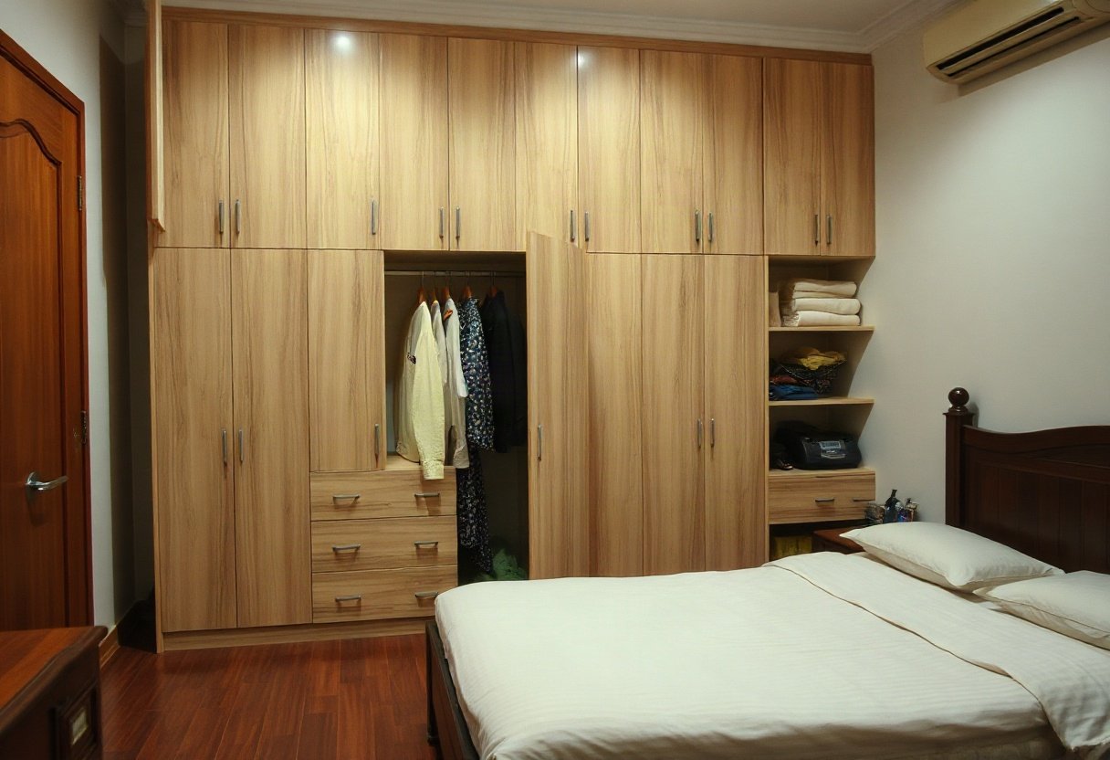 Bố trí tủ quần áo gọn gàng trong phòng ngủ