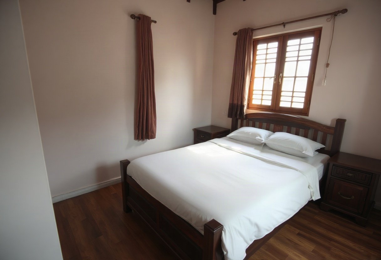Đặt giường gỗ đuôi công tránh ánh nắng trực tiếp