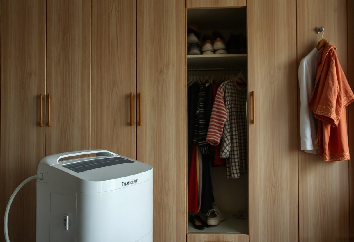 Đặt máy hút ẩm gần tủ quần áo