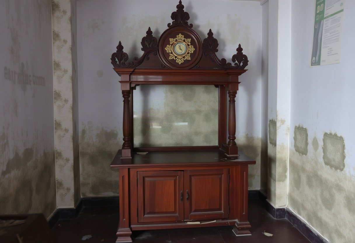 Độ ẩm cao gây mốc trên bàn thờ gỗ