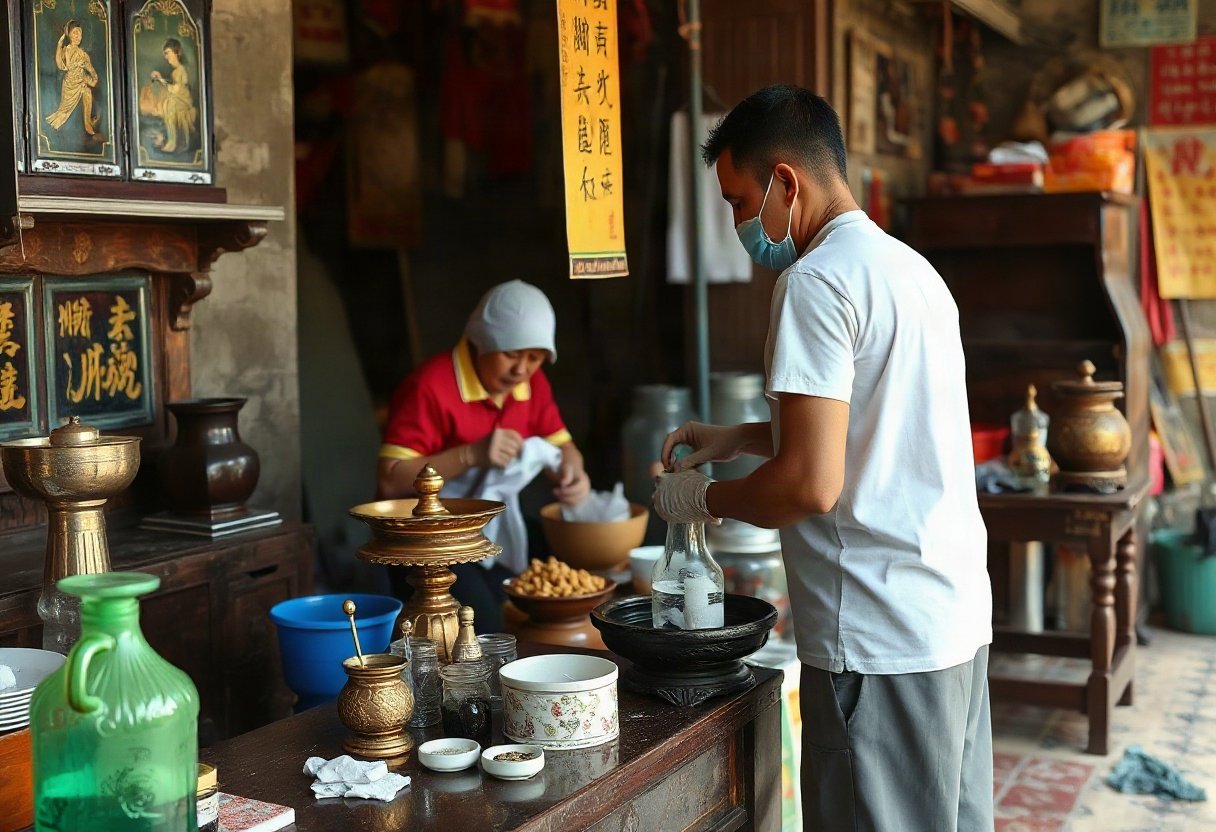 Dọn dẹp bàn thờ gia tiên