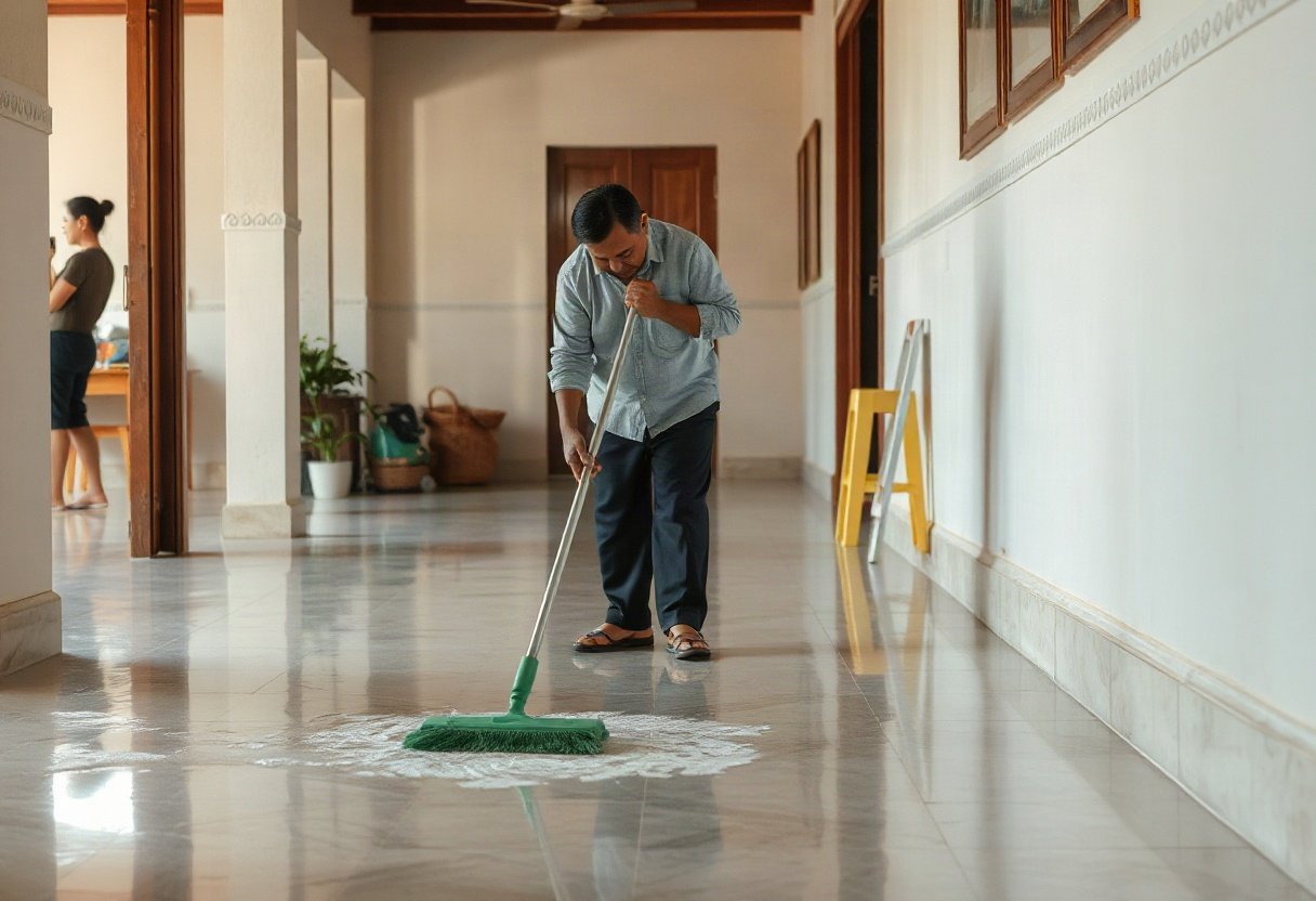Dọn dẹp vệ sinh để duy trì nền nhà khô ráo