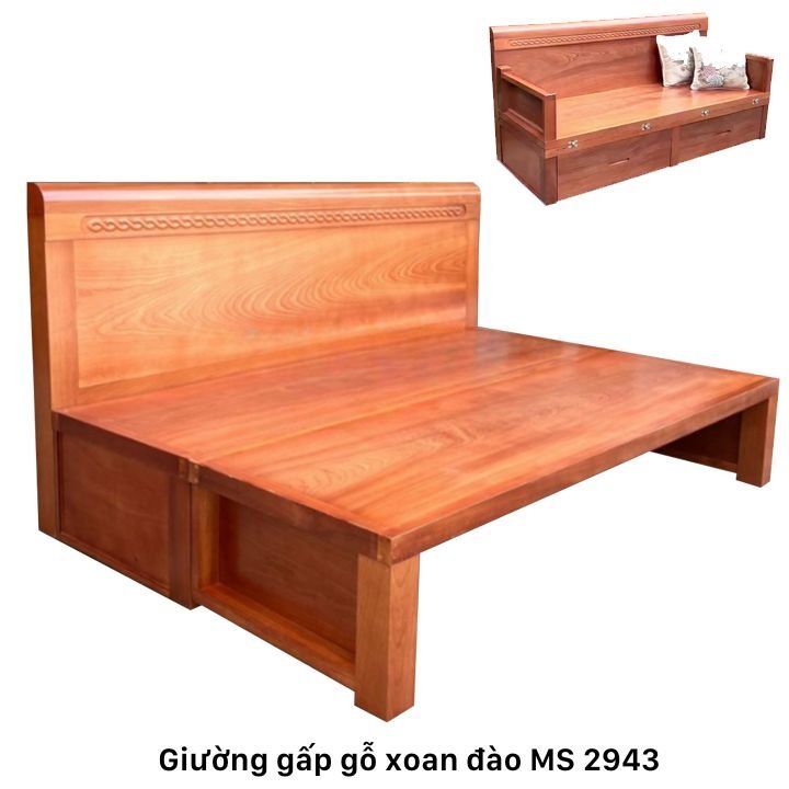 Giường gấp gỗ xoan đào tự nhiên