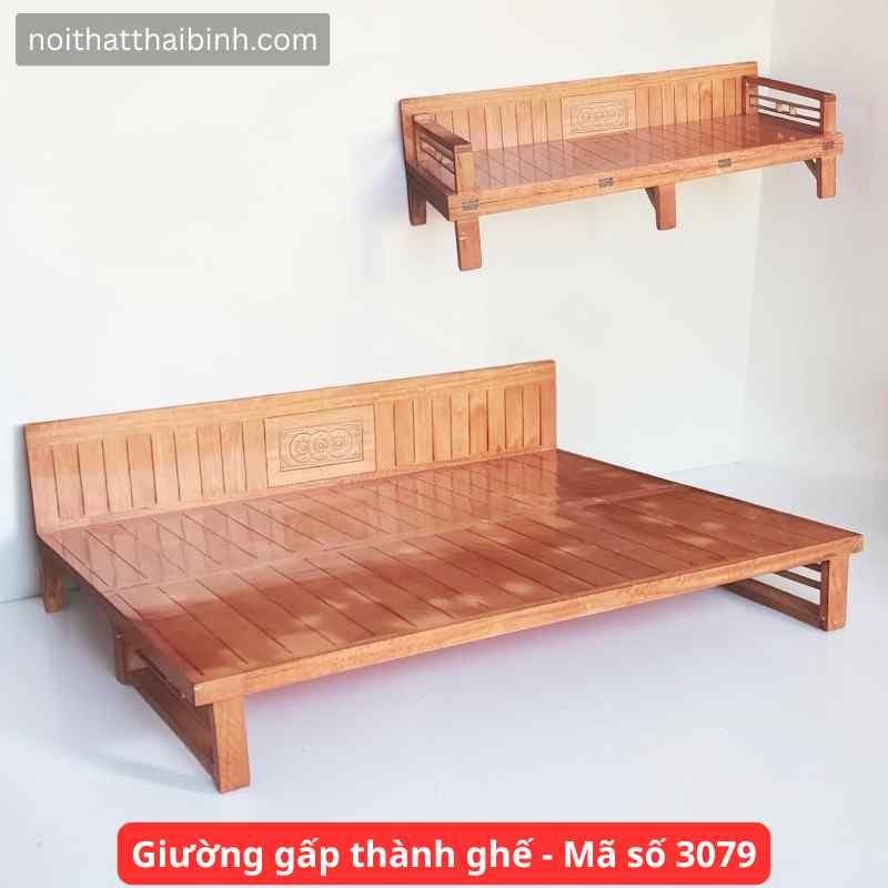 Giường gấp thành ghế bằng gỗ
