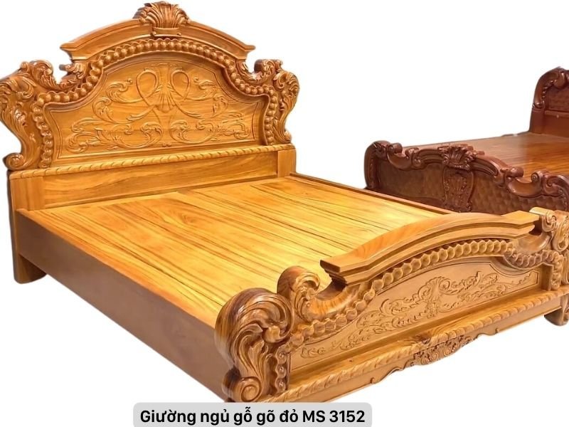 Giường gỗ gỏ đỏ cao cấp