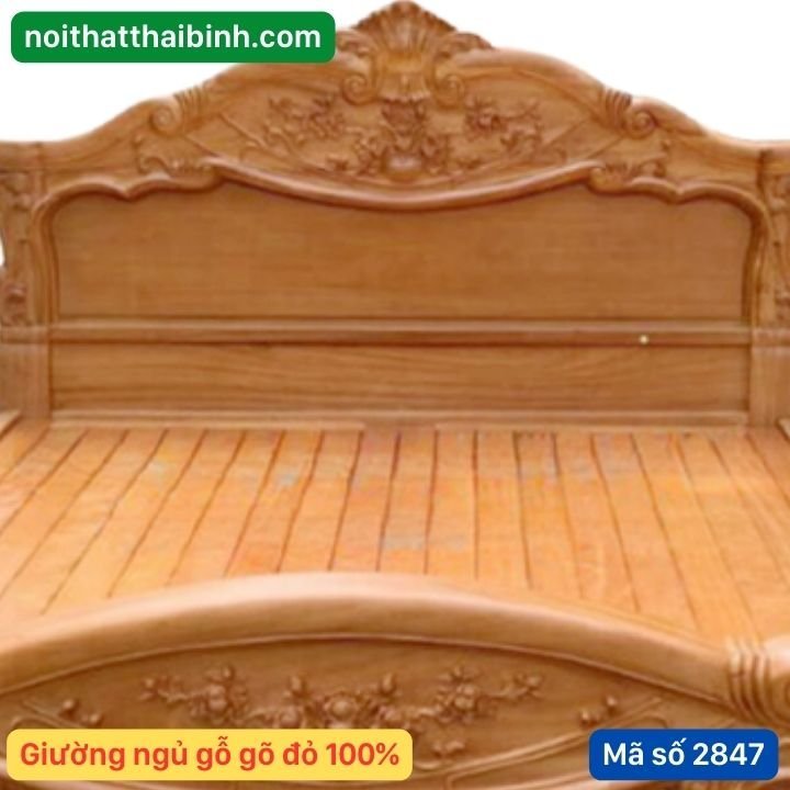 Mẫu giường gỗ gõ đỏ đẹp nhất Mẫu giường gỗ gõ đỏ đẹp nhất