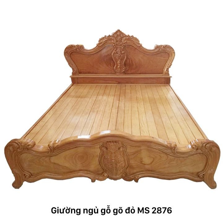 Giường bông hồng gỗ gõ dạt phản MS 2876