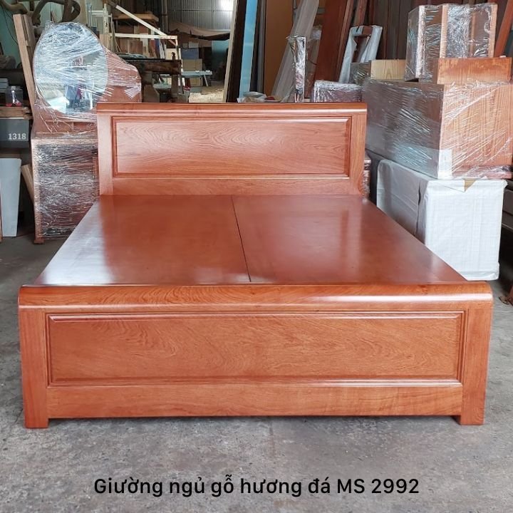 Giường ngủ gỗ tự nhiên vân hương đá vạt phản