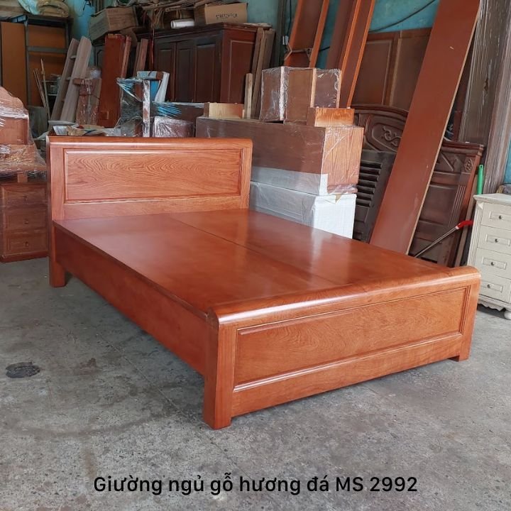 Giường ngủ gỗ tự nhiên vân hương đá vạt phản