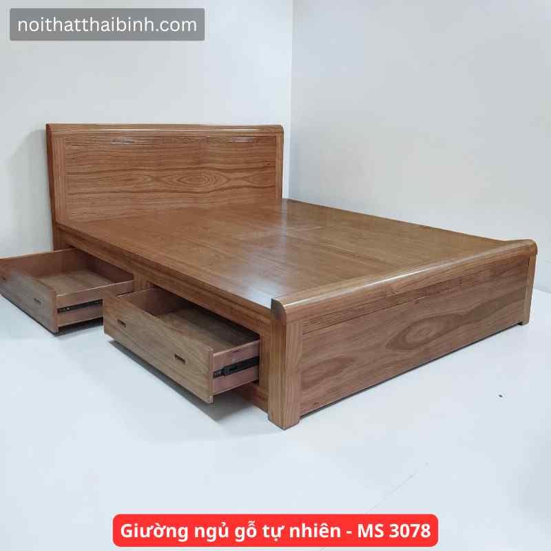 Giường Ngủ Gỗ Tự Nhiên Cao Cấp Có Ngăn Kéo