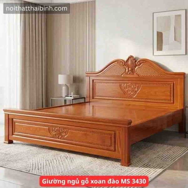 Giường ngủ gỗ xoan đào tự nhiên cao cấp