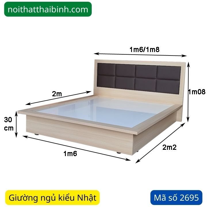 Kích thước giường ngủ kiểu Nhật hiện đại Giường ngủ kiểu Nhật hiện đại MS 2695