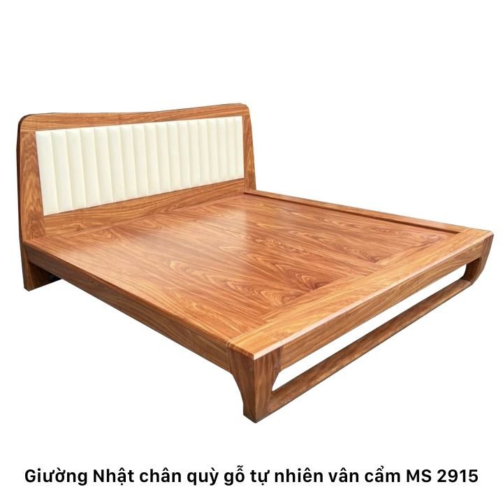 Giường Nhật chân quỳ gỗ tự nhiên vân cẩm MS 2915