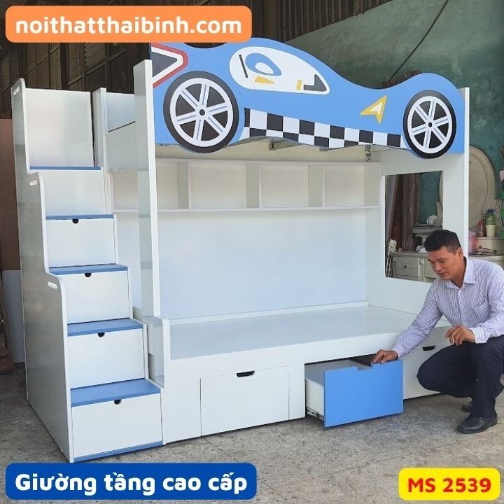 Giường tầng đẹp hình xe ô tô MS 2539 - nhìn tổng thể