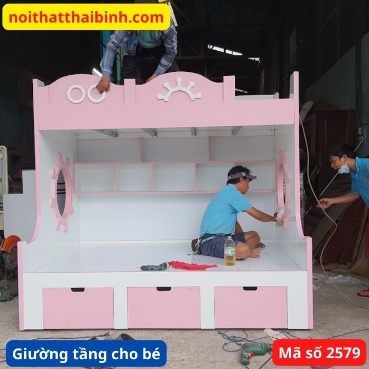 Giường tầng màu hồng Giường tầng màu hồng