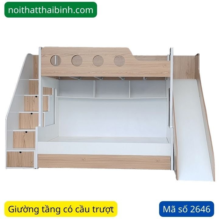 Giường tầng có cầu trượt đẹp MS 2646