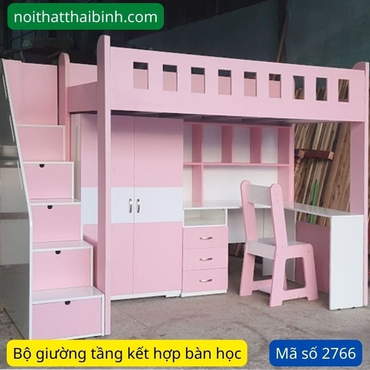 Giường tầng kết hợp bàn học tủ áo