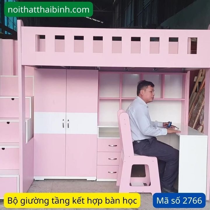 Giường 2 tầng kết hợp bàn học