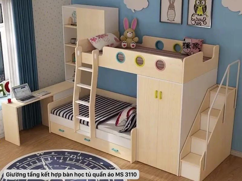 Giường tầng kết hợp tủ áo và bàn học Giường tầng kết hợp tủ áo và bàn học