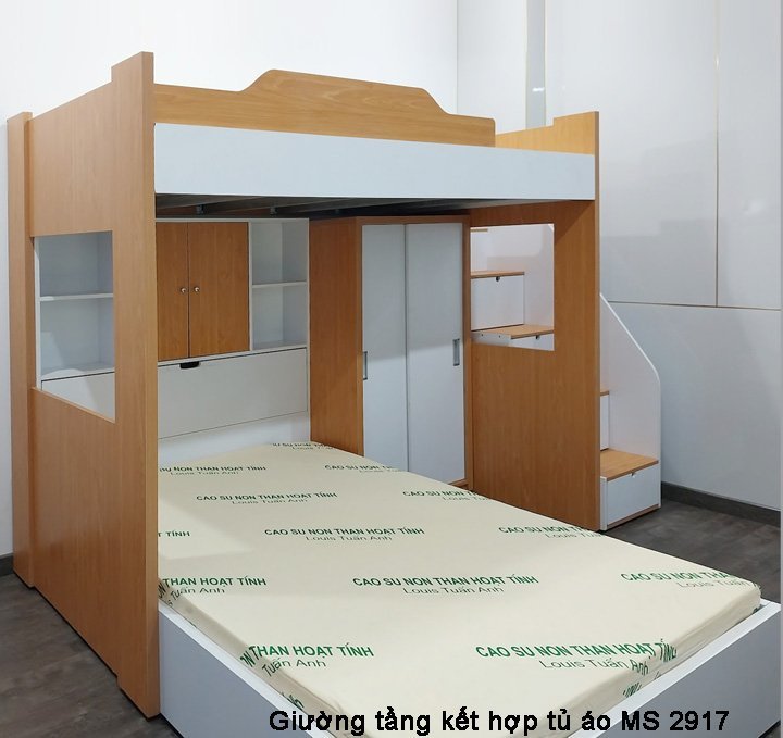 Giường tầng kết hợp tủ quần áo MS 2917
