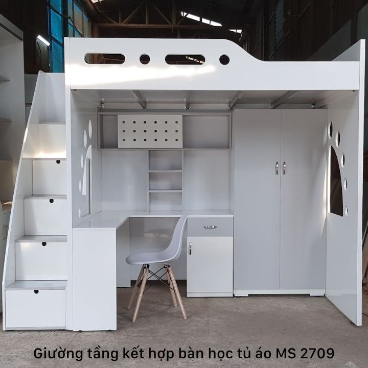 Giường tầng kết hợp bàn học tủ quần áo