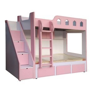 Giường tầng bé gái màu hồng MS 2074 - đóng tại xưởng Thái Bình TPHCM
