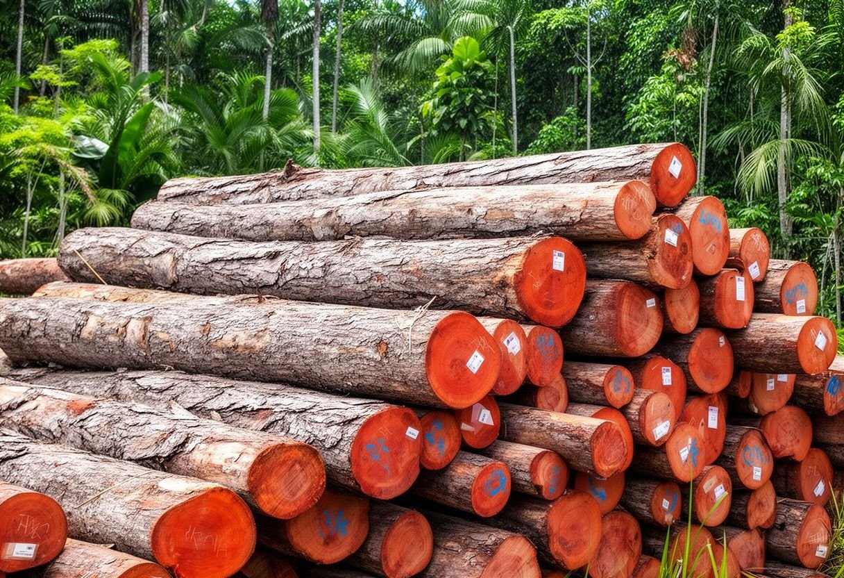 Gỗ tự nhiên nguyên khúc tại bãi tập kết - gỗ gụ là gì