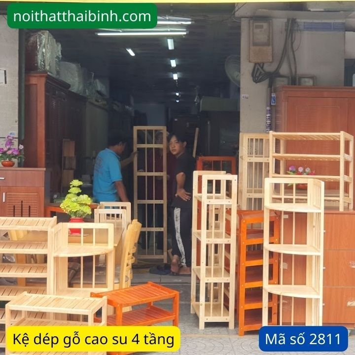 Kệ Dép Gỗ 4 Tầng Kệ dép gỗ 4 tầng MS 2811 | GIAO HỎA TỐC TPHCM - góc nghiêng
