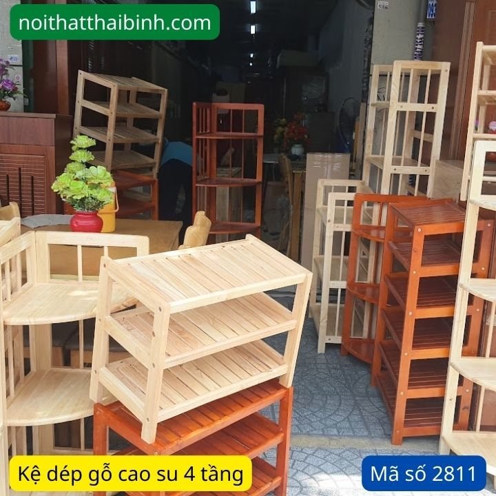 Kệ giày dép 4 tầng giá tốt Kệ dép gỗ 4 tầng MS 2811 | GIAO HỎA TỐC TPHCM - chi tiết vân gỗ tự nhiên