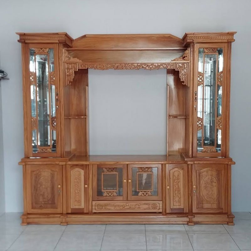 Kệ Tivi Kết Hợp Tủ Rượu Gỗ Gõ Đỏ MS 3287 - chi tiết vân gỗ tự nhiên