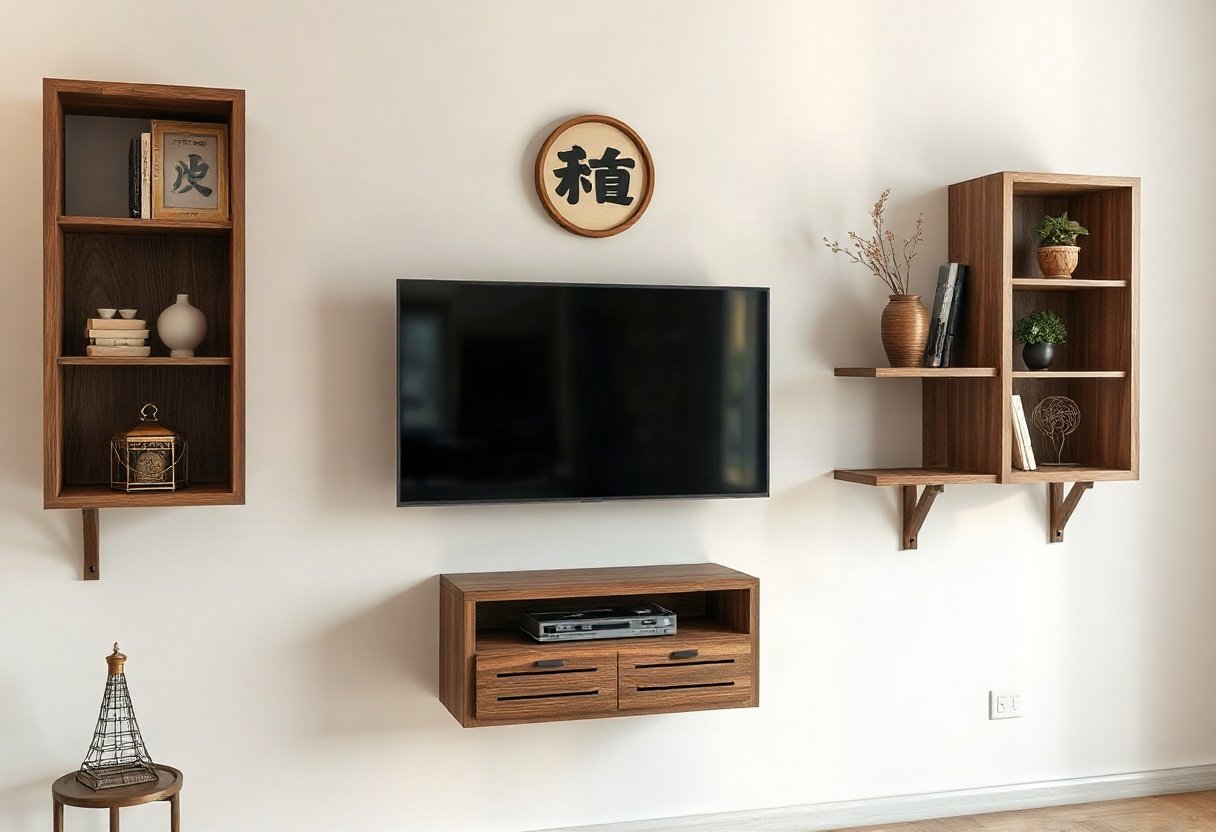 Kệ tivi gỗ treo tường đa chức năng
