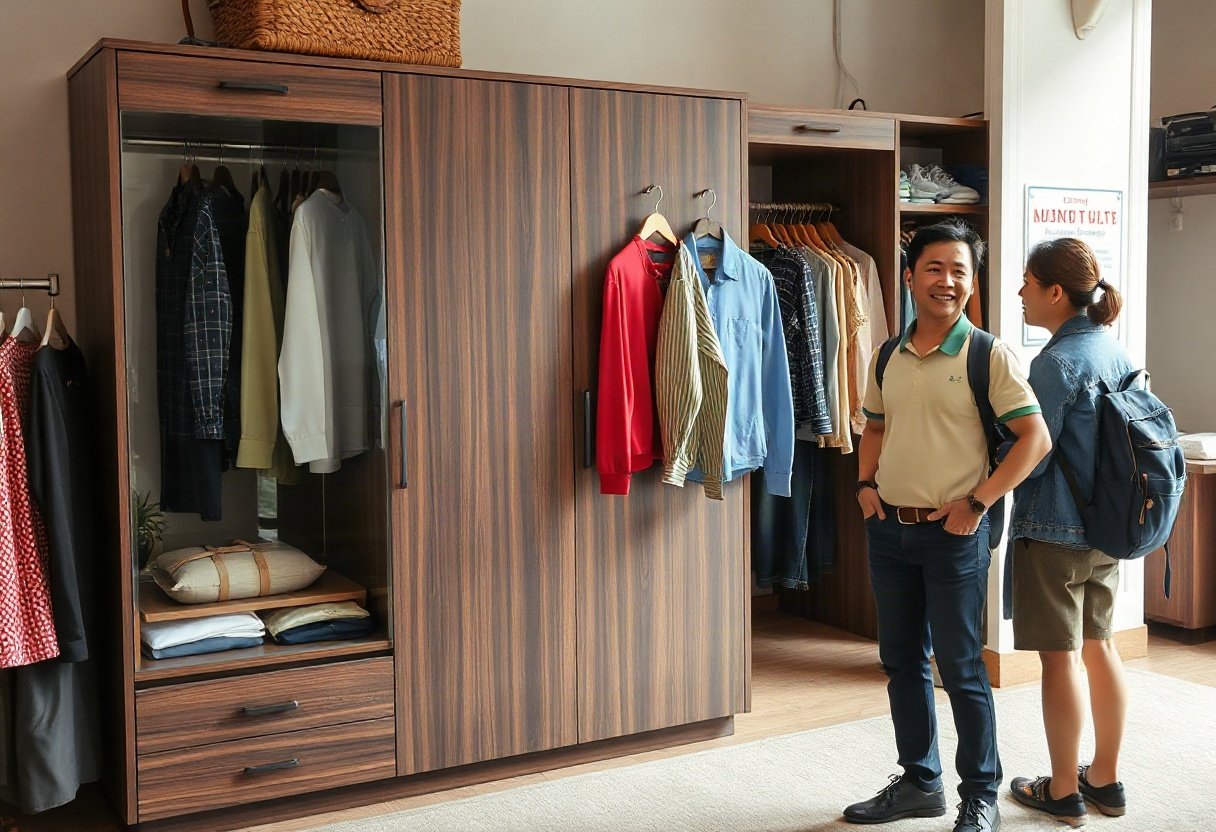Khách hàng hài lòng với tủ quần áo mới