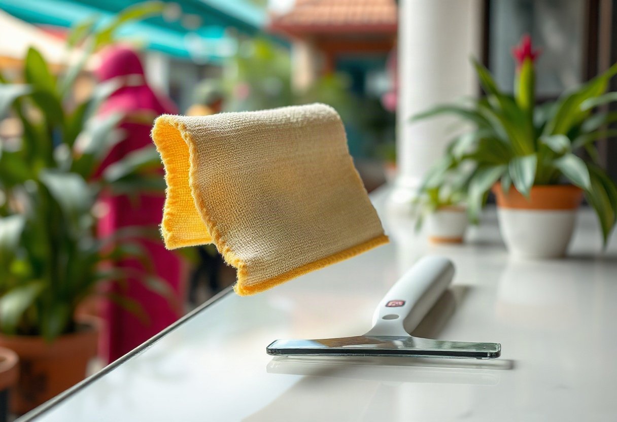 Khăn microfiber và cây gạt kính