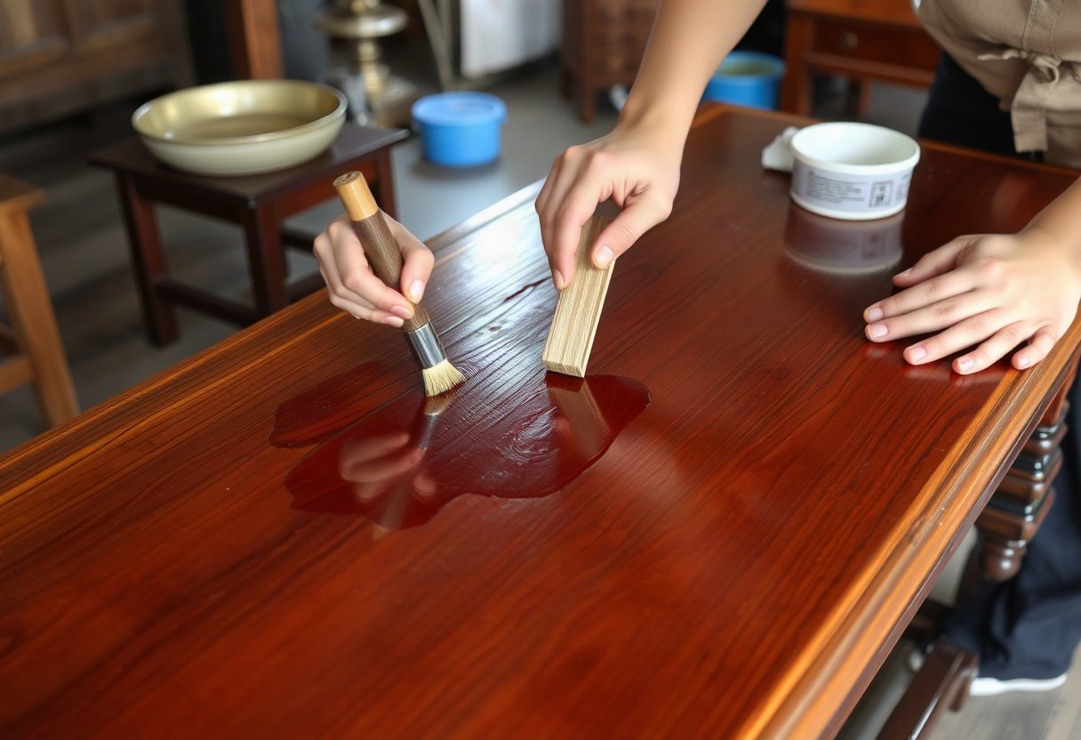 Khôi phục màu sắc gỗ bàn thờ