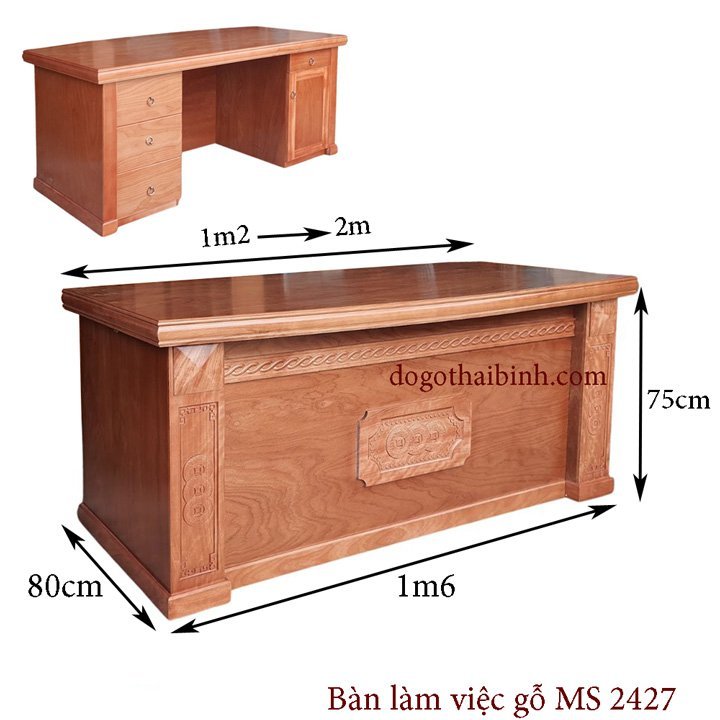 Kích thước bàn giám đốc gỗ tự nhiên