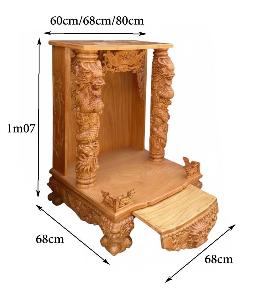 Kích thước bàn Thờ Thần Tài Ông Địa Gỗ Gõ Đỏ