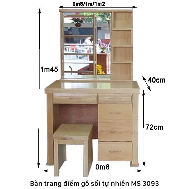 Bàn trang điểm gỗ sồi tự MS 3093 | GIAO HỎA TỐC TPHCM