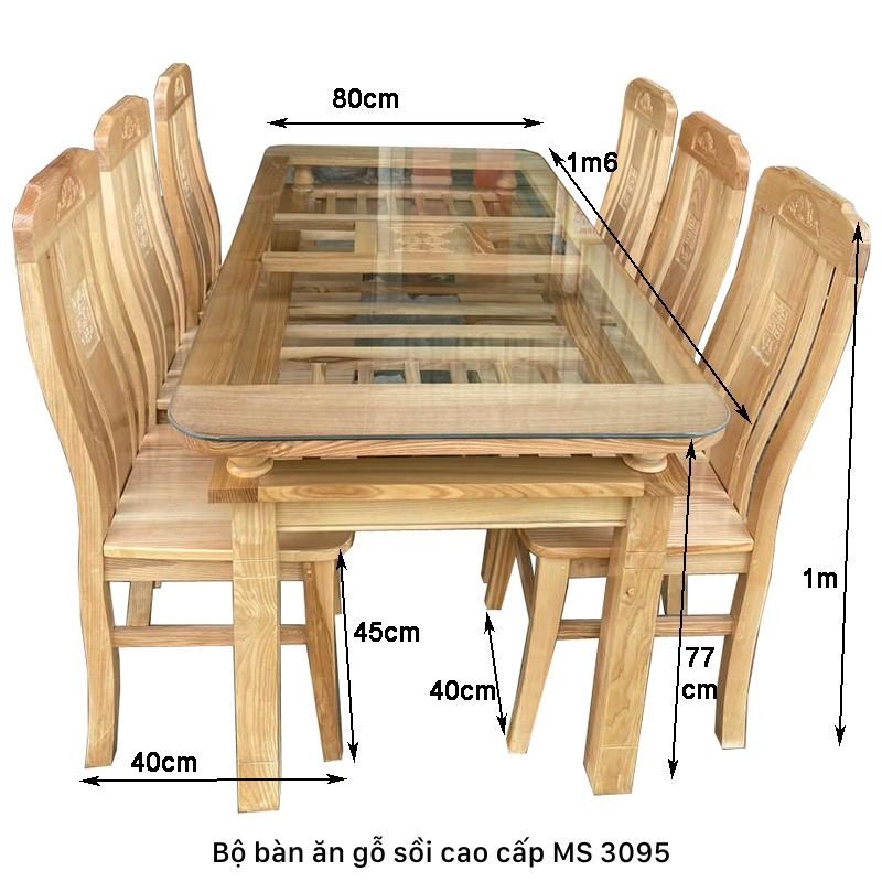 Kích thước bộ bàn ăn 6 ghế gỗ tự nhiên Kích thước bộ bàn ăn 6 ghế gỗ tự nhiên