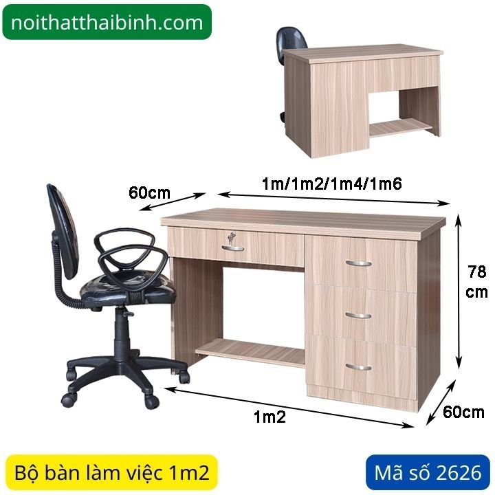 Bộ bàn làm việc 1m2 MS 2626