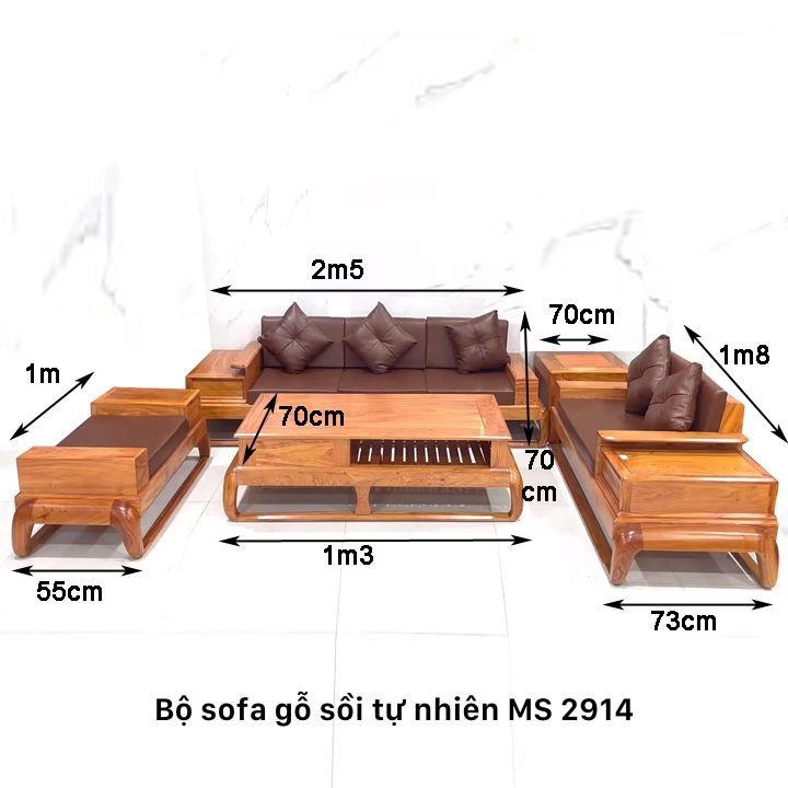 Kích thước sofa gỗ sồi nệm da cao cấp Kích thước sofa gỗ sồi nệm da cao cấp