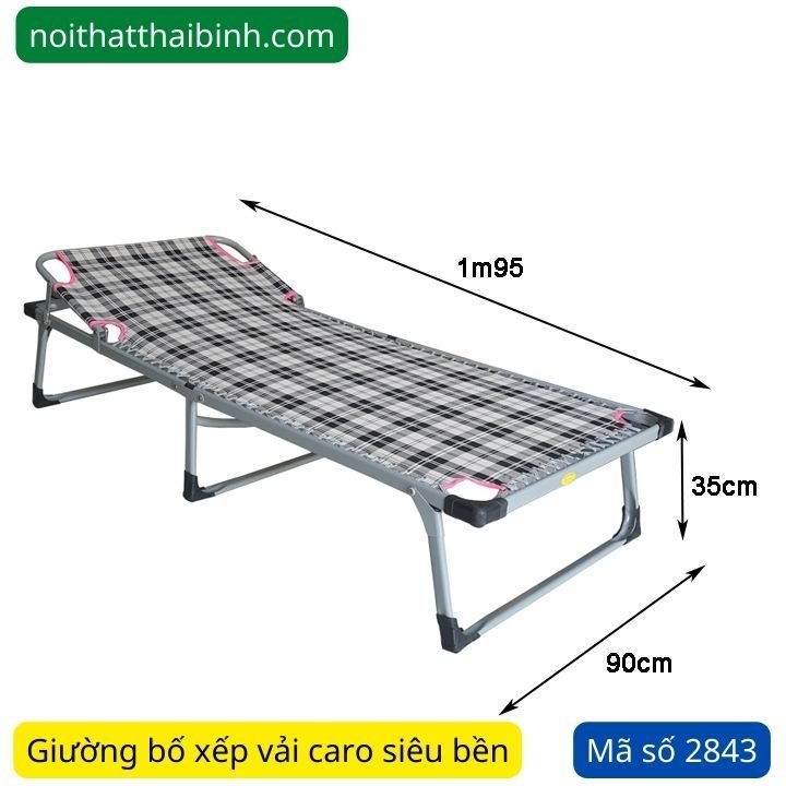 Kích thước giường bố xếp vải caro siêu bền Kích thước giường bố xếp vải caro siêu bền