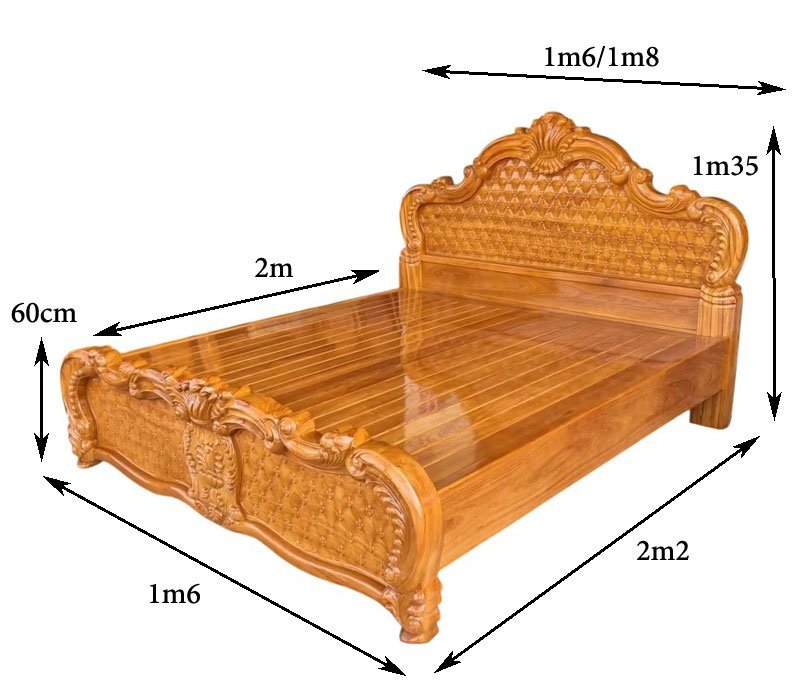 Giường gỗ gõ đỏ cao cấp MS 3314 - chi tiết vân gỗ tự nhiên