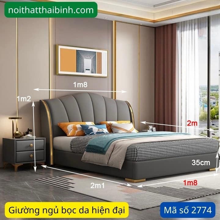 Giường bọc da cao cấp MS 2774
