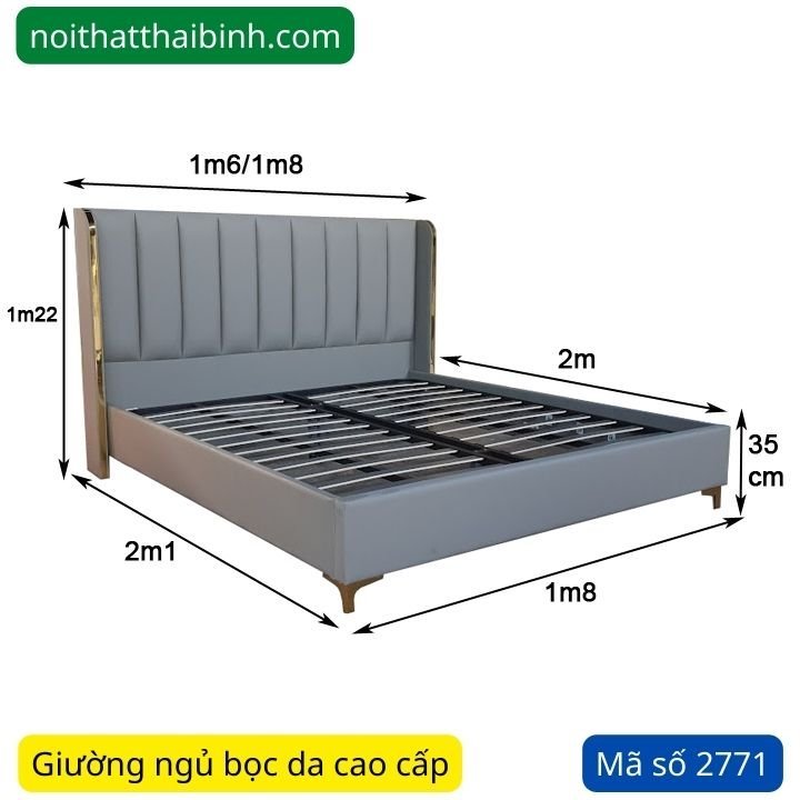 Giường ngủ bọc da cao cấp MS 2771