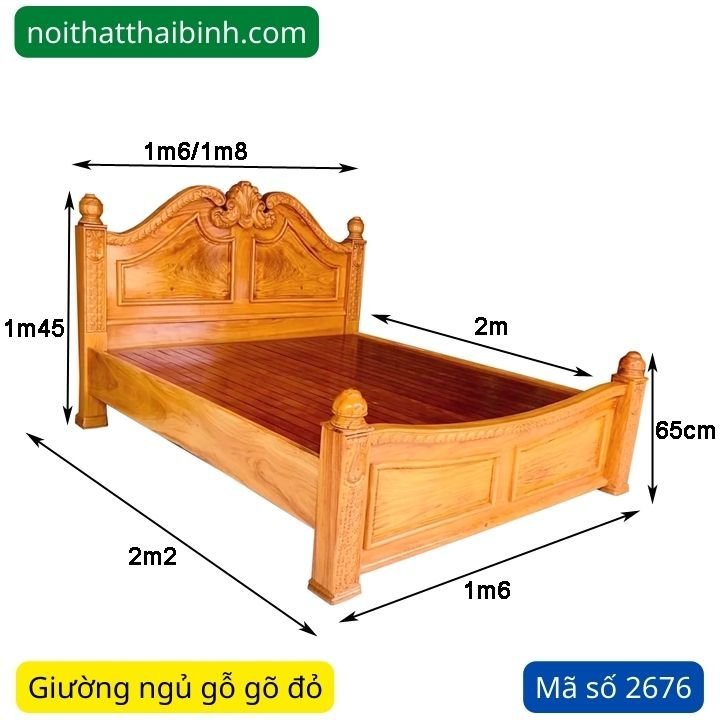 Kích thước giường ngủ gỗ gõ đỏ cao cấp Kích thước giường ngủ gỗ gõ đỏ cao cấp