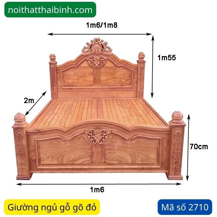 Kích thước giường gỗ gõ đỏ cao cấp Kích thước giường gỗ gõ đỏ cao cấp