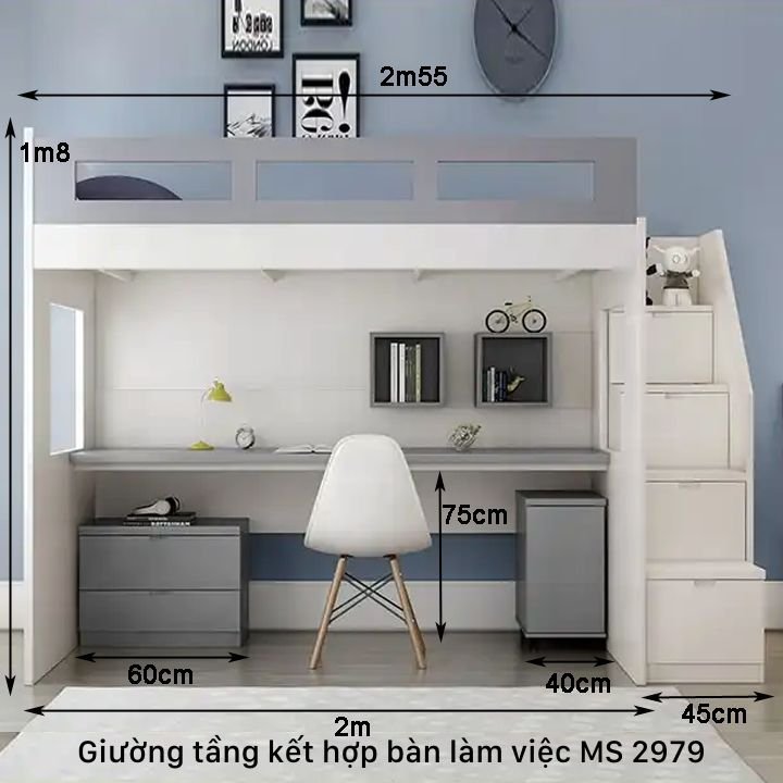 Kích thước giường tầng kết hợp bàn làm việc Kích thước giường tầng kết hợp bàn làm việc