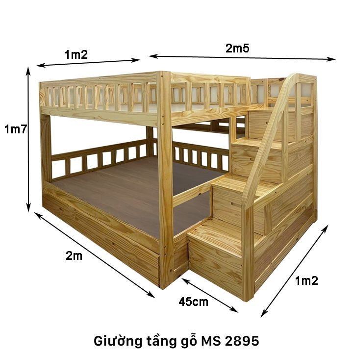 Kích thước giường gỗ 2 tầng Kích thước giường gỗ 2 tầng