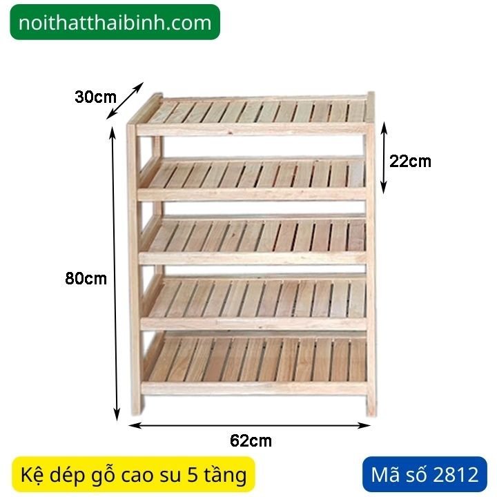 Kích thước kệ dép gỗ 5 tầng